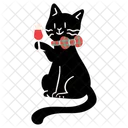 Cute cat holding wine glass  Icon