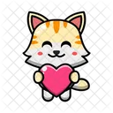 Cute Cat Love Heart  Icône