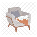 Cute cat resting in armchair  Icon