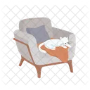 Cute cat resting in armchair  Icon