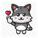Cute Cat Sign Hand Love  Icon