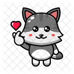 Cute Cat Sign Hand Love  Icon