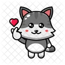 Cute Cat Sign Hand Love  Icône