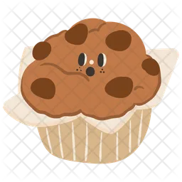 Cute chocolate muffin character  Icon