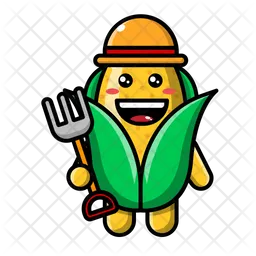 Cute corn as a farmer Emoji Icon