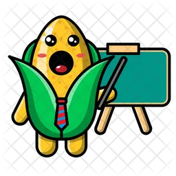 Cute corn doing a presentation Emoji Icon