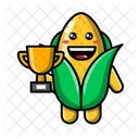 Cute Corn Get Golden Trophy Corn Food Icon