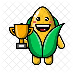 Cute corn get golden trophy Emoji Icon