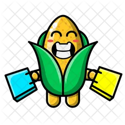 Cute corn holding a shopping bag Emoji Icon