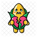Cute Corn Is Broken Heart Corn Food Icône
