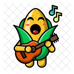 Cute corn playing guitar Emoji Icon