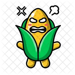 Cute corn with angry expression Emoji Icon