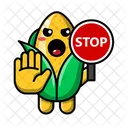 Cute Corn With Stop Sign Corn Food Icon