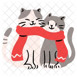 Cute couple cats with scarf  Icon