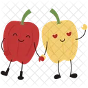 Cute couple vegetable holding hand  Icon