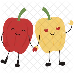 Cute couple vegetable holding hand  Icon