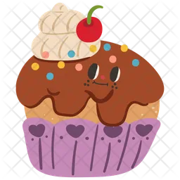 Cute cupcake character  Icon