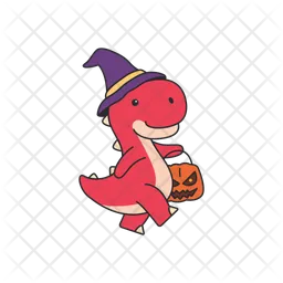 Cute dinosaur in a witch costume  Icon