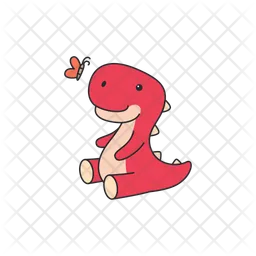 Cute dinosaur with butterfly  Icon