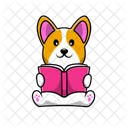 귀여운 강아지 독서 책  아이콘