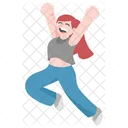 Cute Female Happy and Cheering  Icon