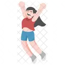 Cute Female Happy and Jump  Icon