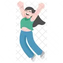 Cute Female Happy and Jump  Icon