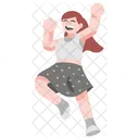 Cute Female People Happy and Cheering  Icon