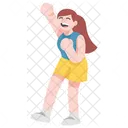 Cute Female People Happy and Cheering  Icon