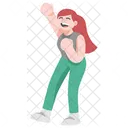 Cute Female People Happy and Cheering  Icon