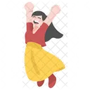 Cute Female People Happy and Cheering  Icon