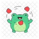 Cute frog with apples  Icon