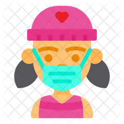 Cute Girl Wear Mask  Icon