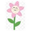 Cute Happy Pink Flower Character  Icon