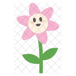 Cute Happy Pink Flower Character  Icon