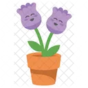 Cute Happy Purple Flower Character  Icon