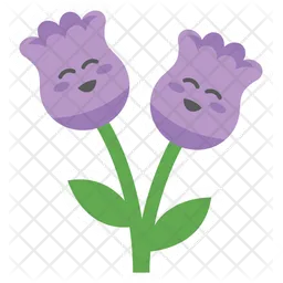 Cute Happy Purple Tulip Flower Character  Icon