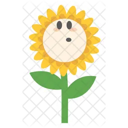Cute Happy Sunflower Character  Icon