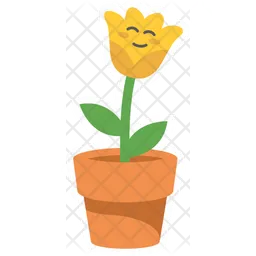 Cute Happy Yellow Flower Character  Icon