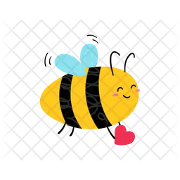 Cute Honey Bee With Heart  Icon