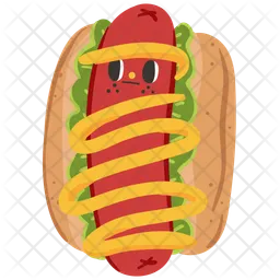 Cute hot dog character  Icon