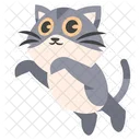 Cute Jumping Up Grey Cat  Icon