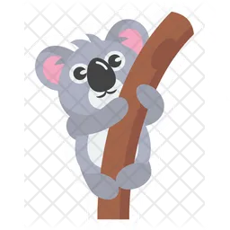 Cute Koala Holding Wood Front  Icon