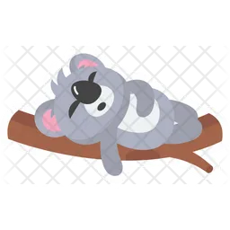 Cute Koala Sleeping in Up Wood  Icon