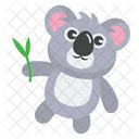 Cute Koala with Eucalyptus  Symbol