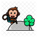 Cute Monkey Climbing Hill  Icon