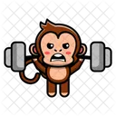 Cute Monkey Doing Fitness  Icon