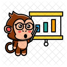 Cute monkey doing presentation  Icon