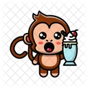 Cute Monkey Eating Ice Cream  Icon