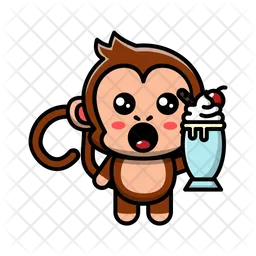 Cute Monkey Eating Ice Cream  Icon